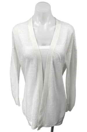 Zara Women's White Rib Knit Long Sleeve Open Front Cardigan Sweater Top Size XS thumbnail 1