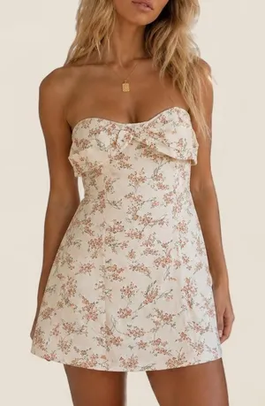 Princess Polly Irena Strapless Mini Dress floral NWT size 12 thumbnail 1