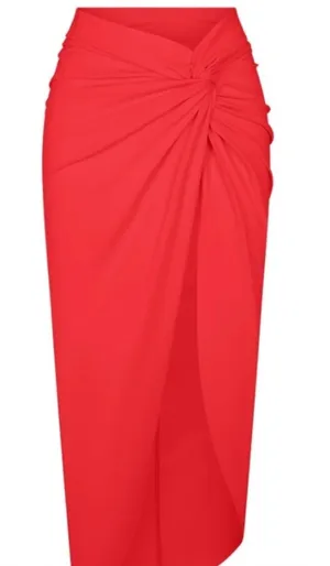 New Skims Swim Sarong Skirt Womens Ruby Red‎ Coverup Midi size 3X thumbnail 1