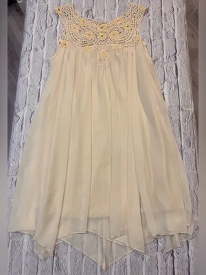 Ark & Co women’s.‎ Cream Crochet Yoke Chiffon Dress thumbnail 1