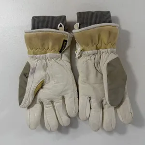 Burton Women L Snowboard Gloves DryRide Leather Button Detail Cream Tan Gray thumbnail 6