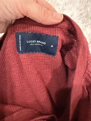 Lucky Brand Waffle Knit Long Sleeve Top | Burgundy | Medium | Raw Edge Casual thumbnail 6