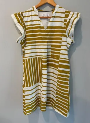 THML Dress Mustard Design Pockets Short Sleeve thumbnail 1