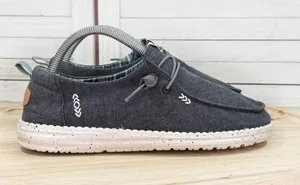 Hey Dude Wendy Canvas Chambray Slip On Loafer Denim Black Women Size 9 thumbnail 1