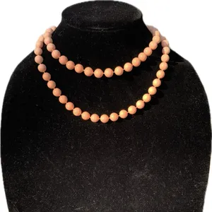 Tahari Beaded Necklace set in White and Tan/peach 36” freestyle thumbnail 8