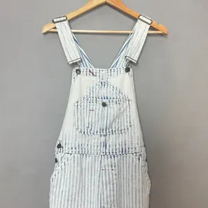 Faherty Overalls Topsail Railroad Stripe Faded Light‎ Wash Blue White Women XS thumbnail 7