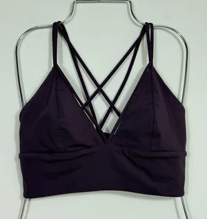 Lululemon Pushing Limits Bra Deep Plum Strappy Longline Size 8 thumbnail 1