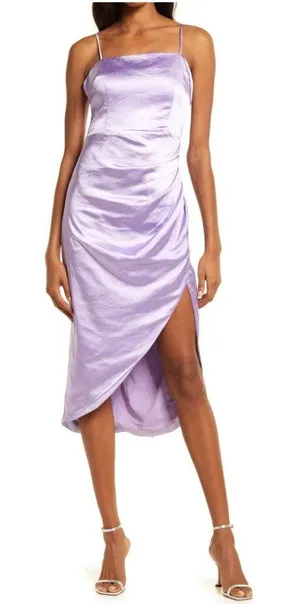 Elliat Casey Ruched‎ Dress Large Lilac Purple Wedding Guest Semi Formal Event thumbnail 1