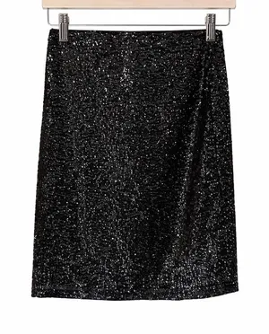 NWT Divided by‎ H&M Black Fully Lined Sequin Skirt Size Small Elastic Waist thumbnail 1