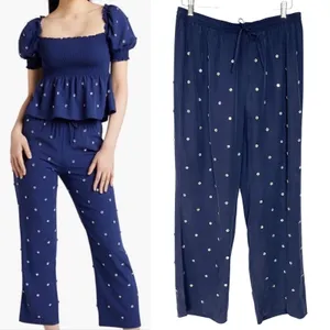 Hill House Pants Navy Jewl Jammie Sparkly Women Size Large Party‎ Embellished thumbnail 2