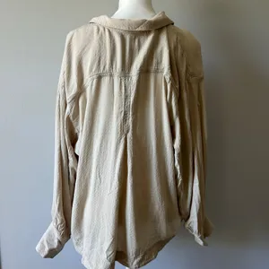 Free People Lightweight Pullover Button Up Neutral Beige Size Small thumbnail 4