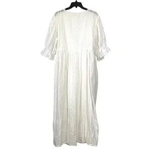 Daughters of India Uma Textured Cotton Wrap Maxi Dress White Size XL thumbnail 4