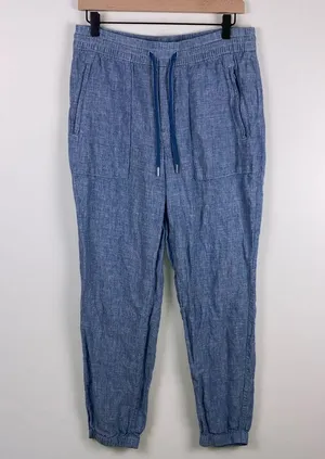 Athleta Retreat Linen Jogger Pants Womens Size 8 Blue Casual Pull On Lightweight thumbnail 3
