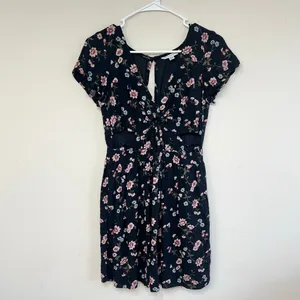 American Eagle Black Floral Dress with Cutouts Small Women thumbnail 2