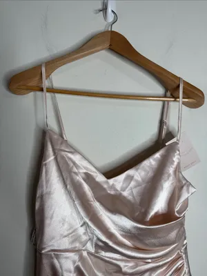 Birdy Grey Bridesmaid Catherine Shiny Strapped Maxi Dress in Champagne size S thumbnail 5