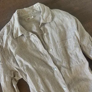 faherty beige striped 100% linen button down dress thumbnail 4