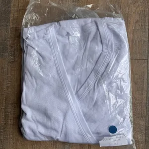 New Lake Pajamas Pointelle Robe White 100% Pima Cotton Wrap Loungewear XS thumbnail 5