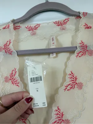 NWT Anthropologie LyreBird Silky Tie-Front Top Ecru Size Medium thumbnail 5