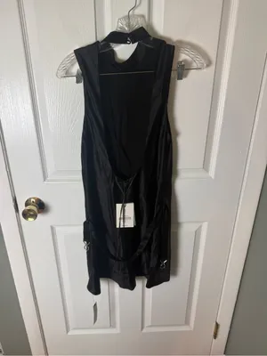 Reformation Rubia Satin Mini Dress in Black 6 thumbnail 4