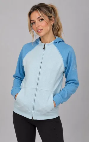 Salomon Womens Snowboard Ski Hoodie / Jacket Blue Textured Zip Pockets L thumbnail 1