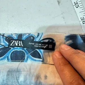 NWT Zara XS Floral Printed Ruched Cami‎ Tank Top Y2K Inspired THE OC White Blue thumbnail 9