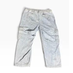 GAP Easy Jean Cargo Pants Large Petite Indigo Drawstring Utility Pockets thumbnail 2