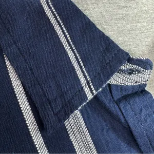 Sandy & Sid Striped Long Sleeve Button‎ Up Crop Shirt Blue White Large thumbnail 6