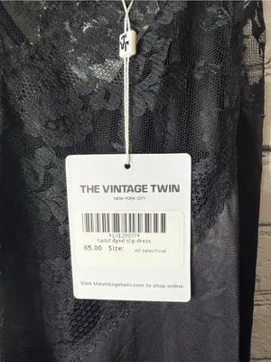NWT the vintage twin Black Lace-Trim Slip Dress - Women's Intimates thumbnail 10