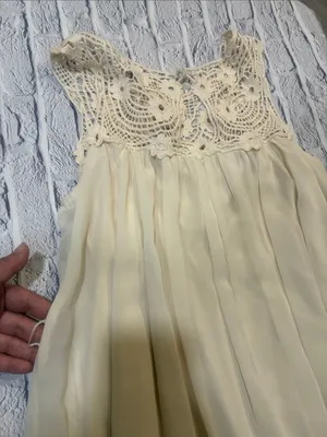 Ark & Co women’s.‎ Cream Crochet Yoke Chiffon Dress thumbnail 8