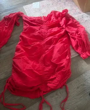 O. Vianca Red Ruched off the shoulder mini dress thumbnail 1