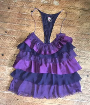 Free People purple ruffle layered strappy sleeveless 2 tank thumbnail 1