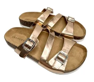 Lisa Vicky Sandals Womens Size 6 Rose‎ Gold Slip On Slides thumbnail 1