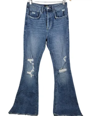 AFRM Womens Bell Bottom Jeans‎ Size 28 Distressed High Rise Flare Denim thumbnail 1