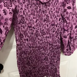 Free People Smock It to Me Long Sleeve Minidress in‎ purple floral XS thumbnail 7