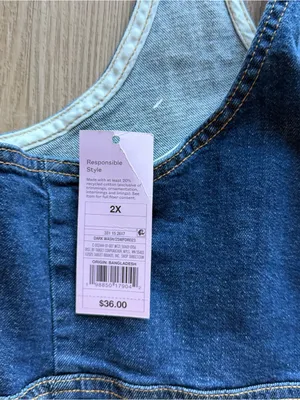 Target Dark Blue Denim Slip Dress with Contrast‎ Stitching thumbnail 5