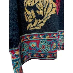 Anne Pinkerton Vintage Boho Floral Tapestry‎ Knit Sweater Art-to-Wear Treasure thumbnail 3