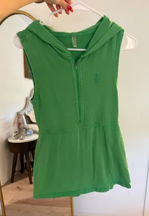 Free People Movement Court Sport Green Sleeveless Hot Shot Hooded Skortsie thumbnail 1