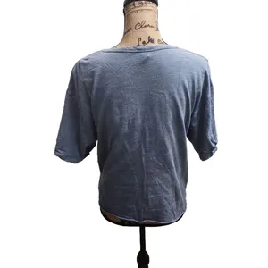 Free Market T-Shirt‎ Womens Size Small Blue Grey Distressed USA Flag Smiley thumbnail 3