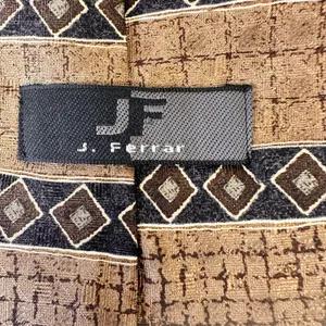 J Ferrar Vintage Silk Tie Men's Brown Geometrics Office Elegant Necktie Classic thumbnail 7