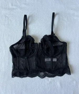 Black Auden Sheer Lace Corset Style Bralette - Size s thumbnail 1