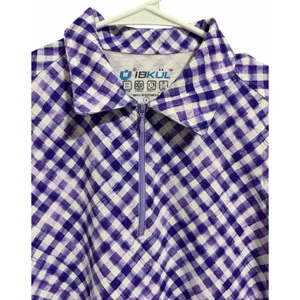 Ibkul Gingham Sleeveless Polo Lavender/White Golf Tennis Women'S‎ Size Small thumbnail 3