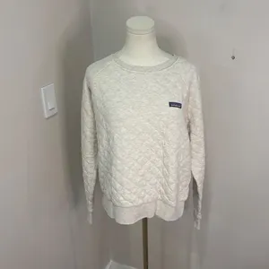 Patagonia Womens Organic Cotton Quilt Crewneck Sweatshirt Oatmeal Heather Large thumbnail 2