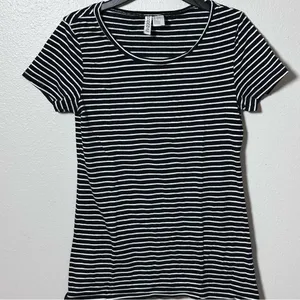 Divided‎ by H&M Women stripe Black t-shirt size small thumbnail 2