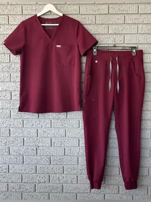 Figs Scrub Set Burgundy Maroon Size Small Catarina Zamora thumbnail 1