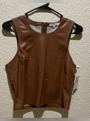 Good American NWT Faux Leather Sleeveless Shell Top Size 2 thumbnail 1