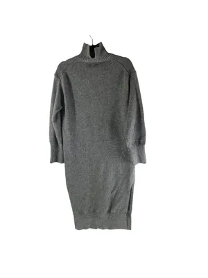 H&M Gray Midi Turtleneck Sweater Dress XS Wool Blend thumbnail 3