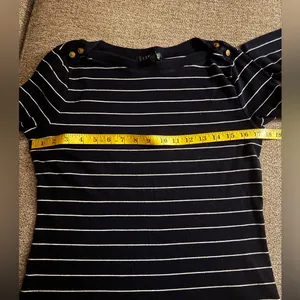 Ralph Lauren Vintage 100% Cotton Navy White Striped Long Sleeve Top Sz Medium thumbnail 8