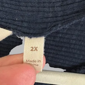 Soft Surroundings Navy Blue Cotton Mixed Ribbed Knit Button Detail V-Neck Top 2X thumbnail 6