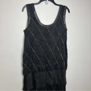 Francesca of Damon for starington‎ black beaded silk dress size 8 thumbnail 7