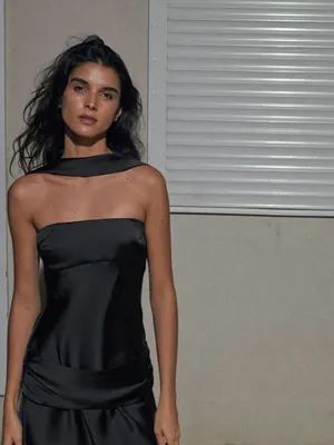 ZARA Satin Black Scarf Dress thumbnail 2